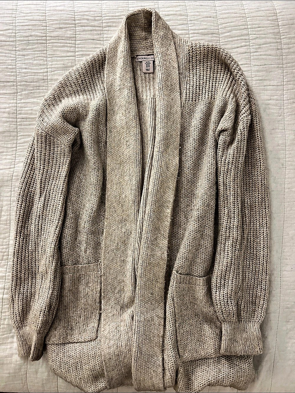 Sincerely Jules Long Cardigan in Beige Size